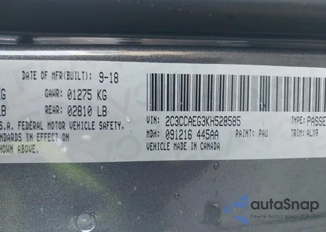 2019 Chrysler 300 Limited from USA, damaged, VIN 2C3CCAEG3KH528585
